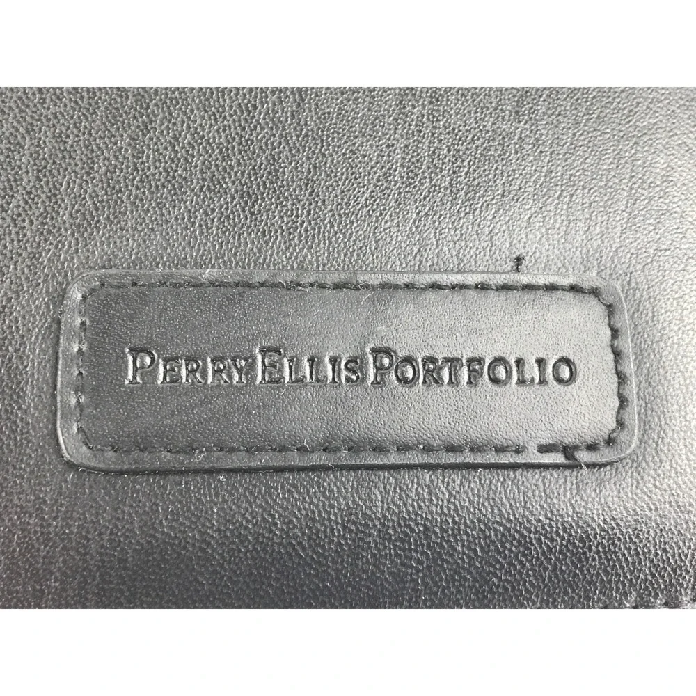 Perry Ellis Portfolio Folio‎ Black Leather Business Organizer Calculator Notepad